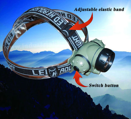 1 ওয়াট সঞ্চার নেতৃত্বাধীন headlamp আঘাতনিরোধী 14000MCD, আবহাওয়া নেতৃত্বাধীন Headtorch