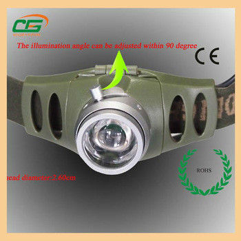 মাছ ধরা 3Watt ক্রি Zoomable 3pcs 1.5V AAA ব্যাটারী দিয়ে হেড টর্চ LED