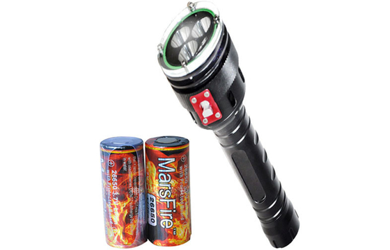 অ্যালুমিনিয়াম খাদ ওয়াটারপ্রুফ LED ডাইভ টর্চ 2400lm Rechargeable ব্যাটারি